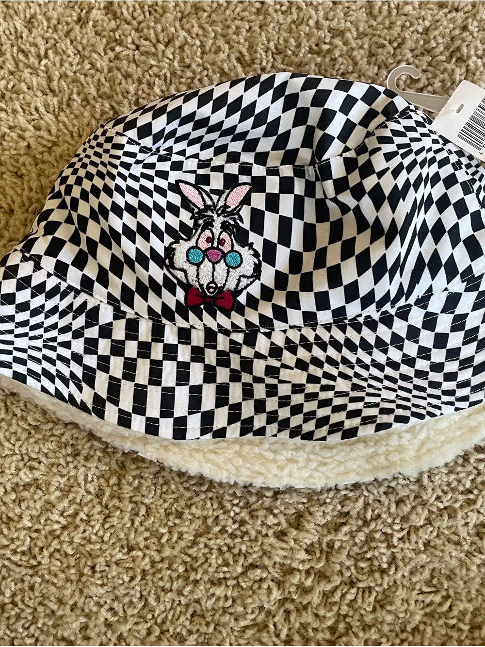 Adult Black & White Checkered Bunny Bucket Hat Disney